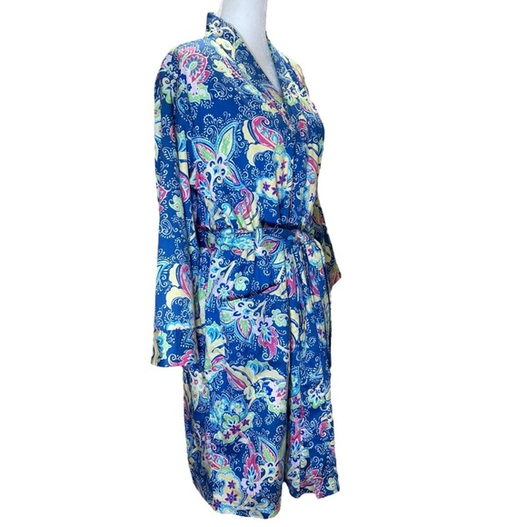 Ralph Lauren - Paisley Robe, Belt, Terry Cloth Lining - Size XS / S, Blue, Multi - Picture 8 of 17